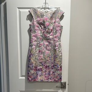 Pink and Purple Pleated Sheath Midi Dress for Wedding Guest